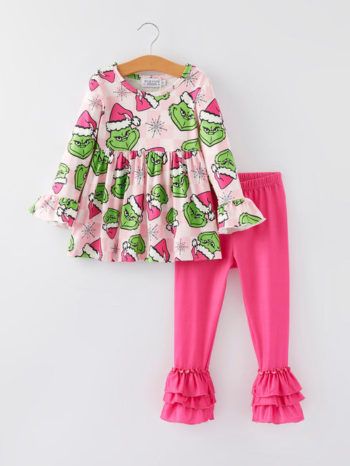 christmas-girls-cartoon-print-outfit-set Rylee Faith Designs - Sophia's StyleOutfit-1